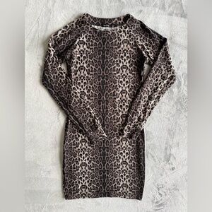 BOOHOO LEOPARD PRINT HIGH NECK BODYCON DRESS size4